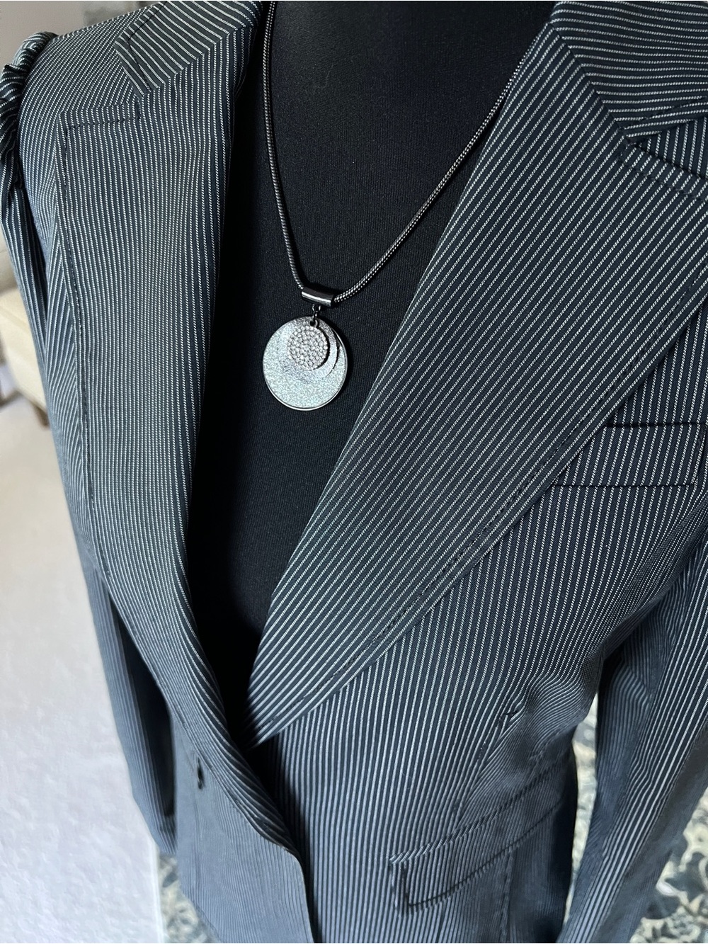 NWT CITY UNLTD. Women's Black Pinstripe Single-Button Blazer - Picture 5 of 15